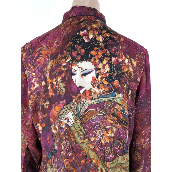 Chicos Geisha Kimono Tunic Top Silk Artistic Colorful Sz L Multi Whimsy - Picture 5 of 10